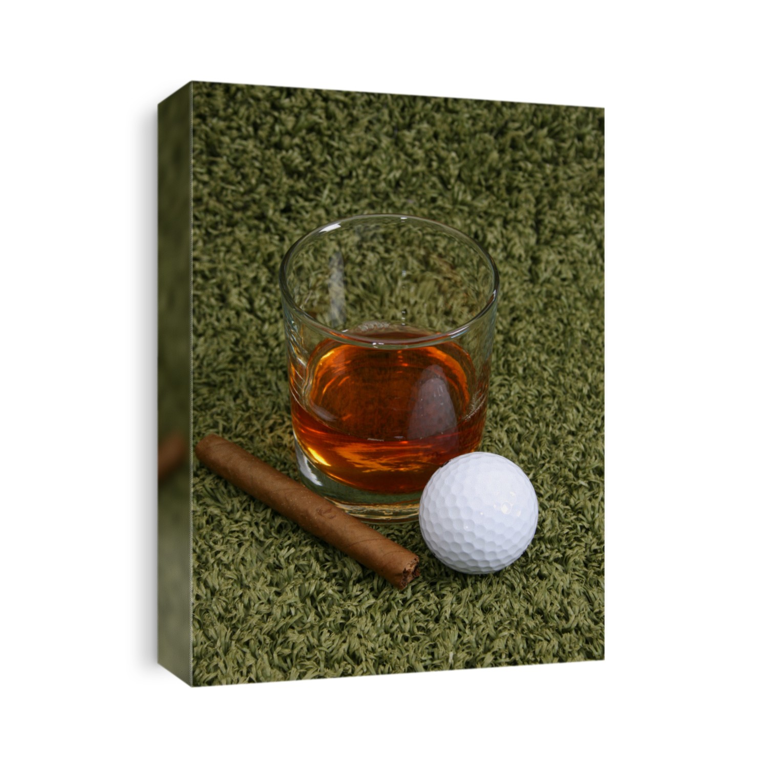 Whiskey and Cigar with a golf ball after the game