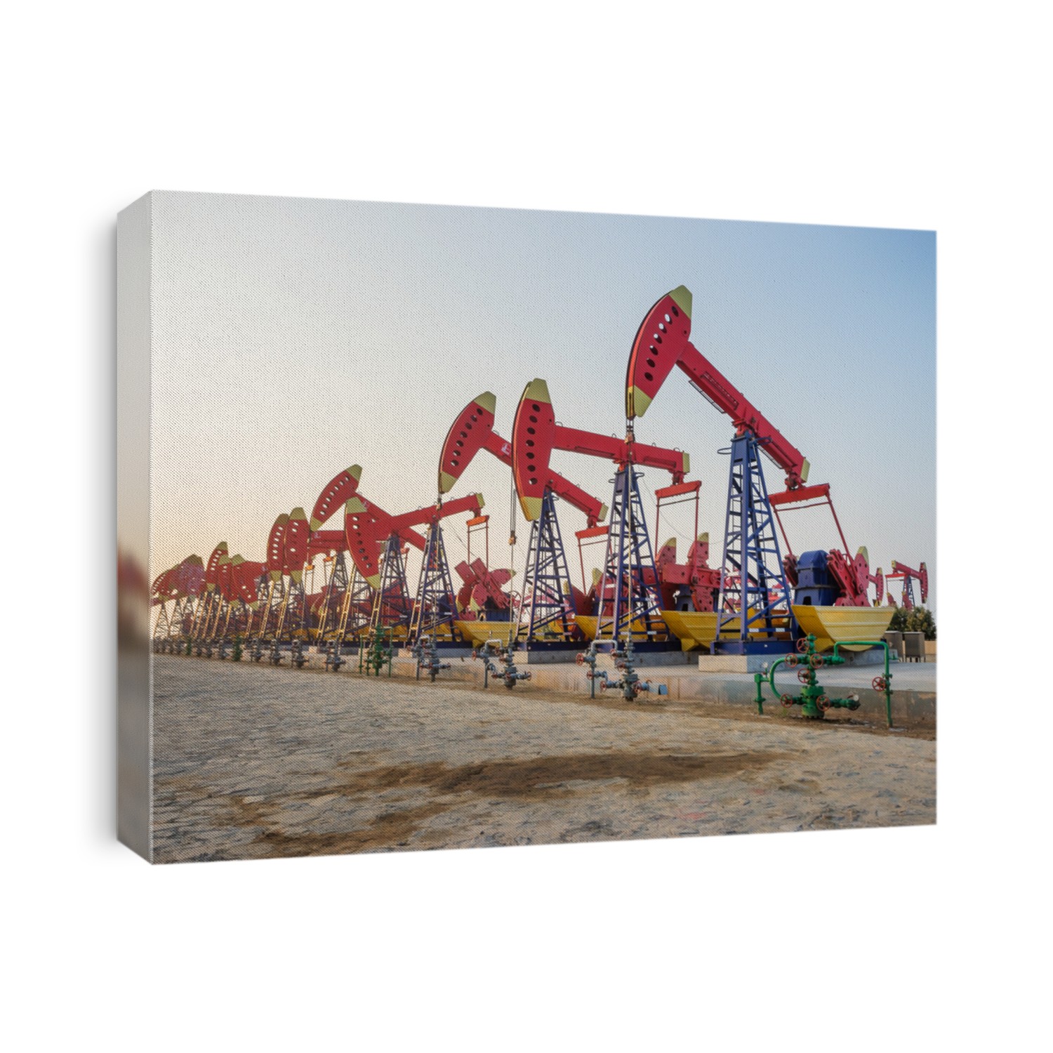 working oil-rig in oilfield in clear sky